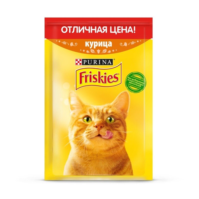 Friskies полнорационный влажный корм для кошек, с курицей, кусочки в подливе, в паучах – 50 г