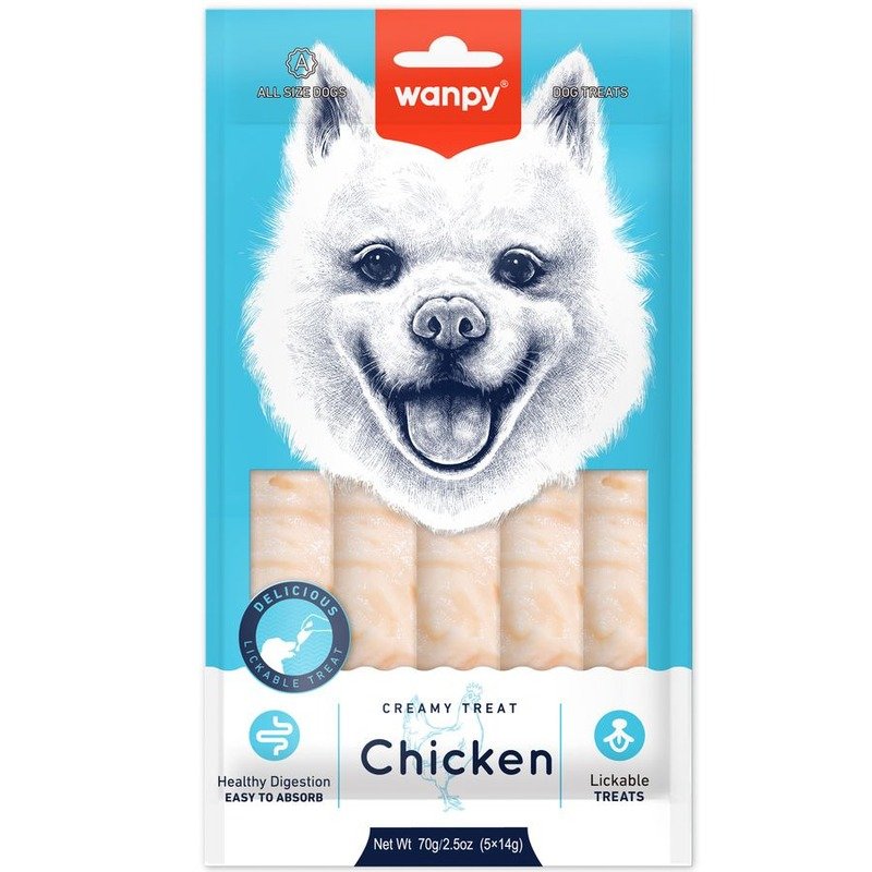 Wanpy Dog лакомство для собак, нежное пюре из курицы – 70 г