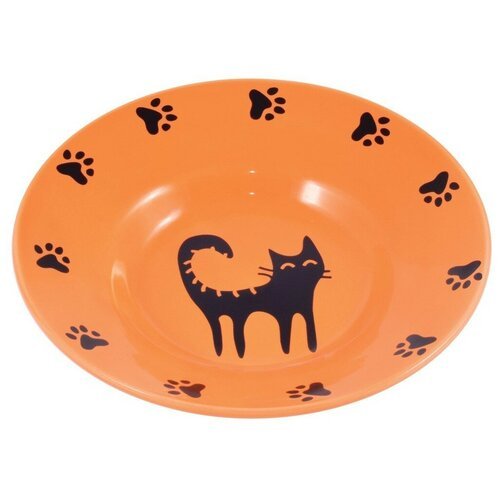 КерамикАрт миска керамическая-блюдце для кошек 140 мл оранжевая