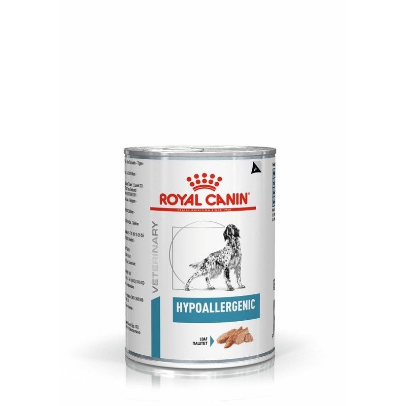 Royal Canin Hypoallergenic полнорационный влажный корм для взрослых собак при пищевой аллергии или непереносимости, диетический, паштет, в консервах – 400 г