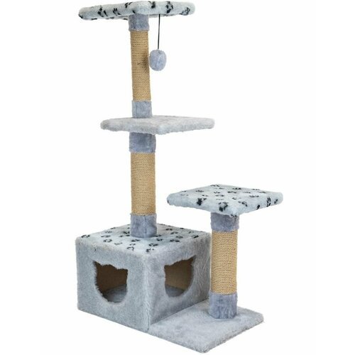 Домик-когтеточка для кошек Дарэлл Барс квадратный, 3х-уровневый, серый 65*36*h107см
