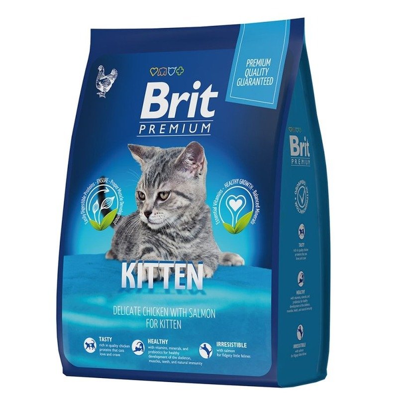 Brit Premium Cat Kitten полнорационный сухой корм для котят, с курицей – 8 кг