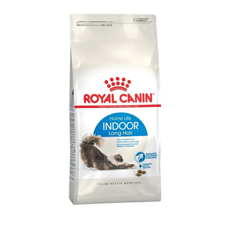 Royal Canin Indoor Long Hair полнорационный сухой корм для взрослых длинношерстных кошек живущих в помещении – 400 г