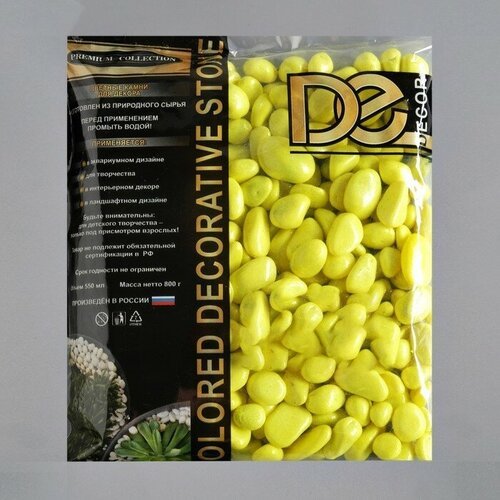 DECOR DE Грунт декоративный, флуоресцентный, лимонный, 800 г , фр 8-12 мм