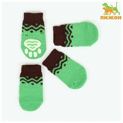 Носки нескользящие, размер S (2,5/3,5 * 6 см), набор 4 шт , зеленые