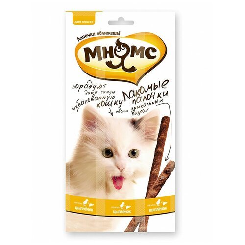 Лакомство Мнямс Pro Pet палочки для кошек с цыпленком и печенью, 13,5 см, 3 шт.