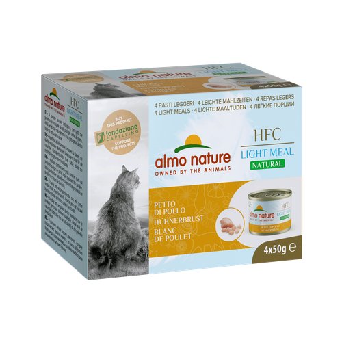 Almo Nature Набор 4 шт. по 50 г. Низкокалорийные консервы для кошек “Куриная Грудка” (Natural Light Meal – Chicken Breast) 200 гр