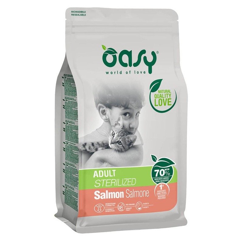 Oasy Dry Cat Adult Sterilized сухой корм для взрослых стерилизованных кошек с лососем