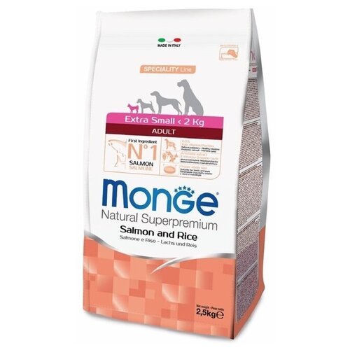 Корм сухой Monge Dog Speciality Extra Small д/взрослых собак малых пород лосось с рисом 2,5 кг