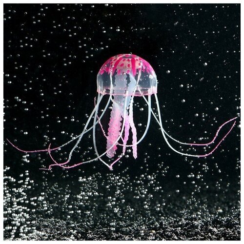 Декор для аквариума “Медуза” силиконовая, с неоновым эффектом, 5 х 5 х 15 см, розовая 7108867