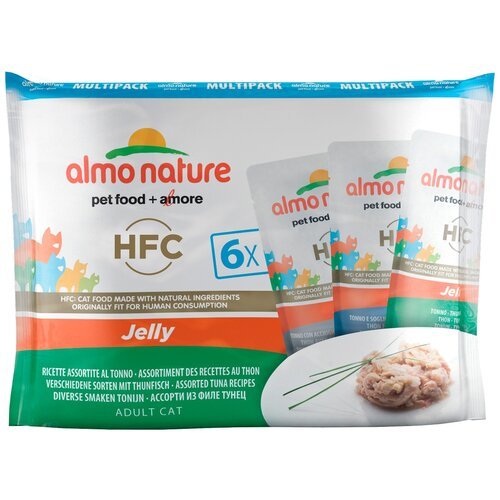 Влажный корм для кошек Almo Nature с тунцом 12 уп. х 6 шт. х 55 г (кусочки в желе)