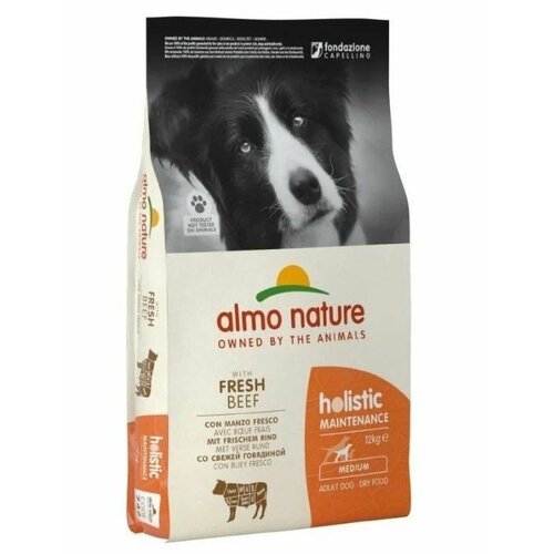 Сухой корм для Взрослых собак средних пород Almo Nature (Holistic-Maintenance-Medium), с говядиной, 12 кг.
