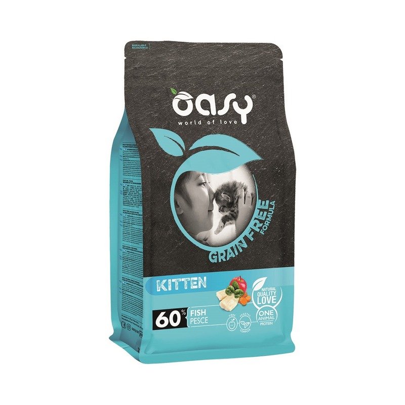 Oasy Dry Cat Grain Free сухой корм для котят, беременных и кормящих кошек беззерновой с рыбой – 300 г