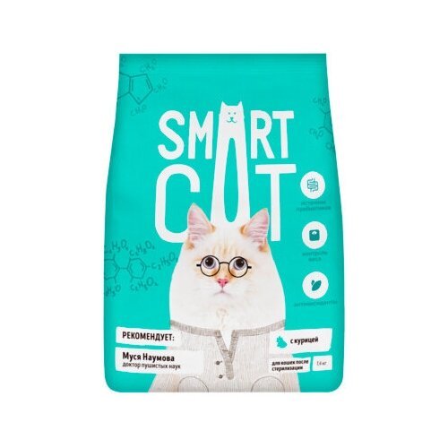 Smart Cat сухой корм Для стерилизованных кошек с курицей, 1,4 кг (5 шт)