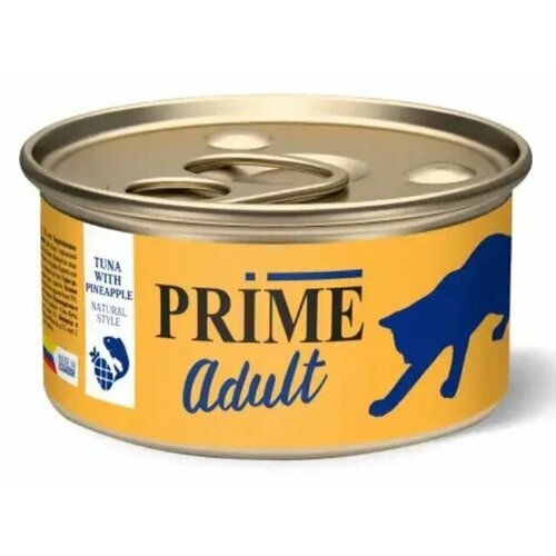 Корм консервированный для кошек Prime Adult, с тунцом и ананасом, 85 гр