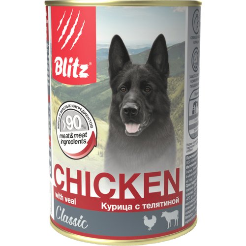 BLITZ Classic консервы для собак, курица с телятиной, 400 гр, 6 шт.