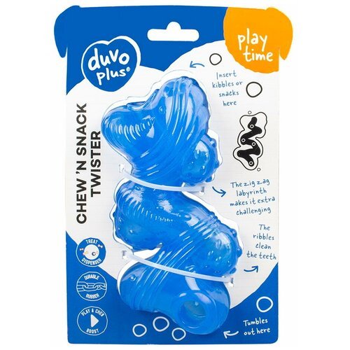 Игрушка для собак резиновая для лакомств DUVO+ “Чистые зубки”, синяя, 16.5x7x7см (Бельгия)