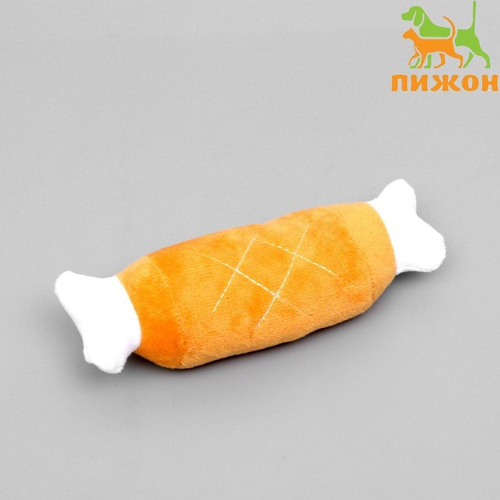 Игрушка для собак “Мягкая косточка” с пищалкой, 19 см, коричневая