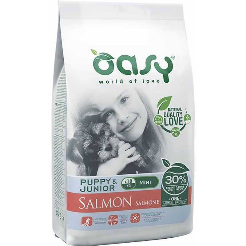 Oasy Dry OAP Puppy & Junior Small / Mini Breed Professional Монопротеин сухой корм для щенков и юниоров мелких и миниатюрных пород с лососем – 800 г