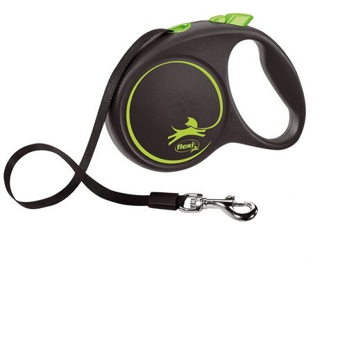 Flexi Black Design S Tape - Поводок-рулетка для собак 5м до 15 кг, ремень pp44681 Зеленая