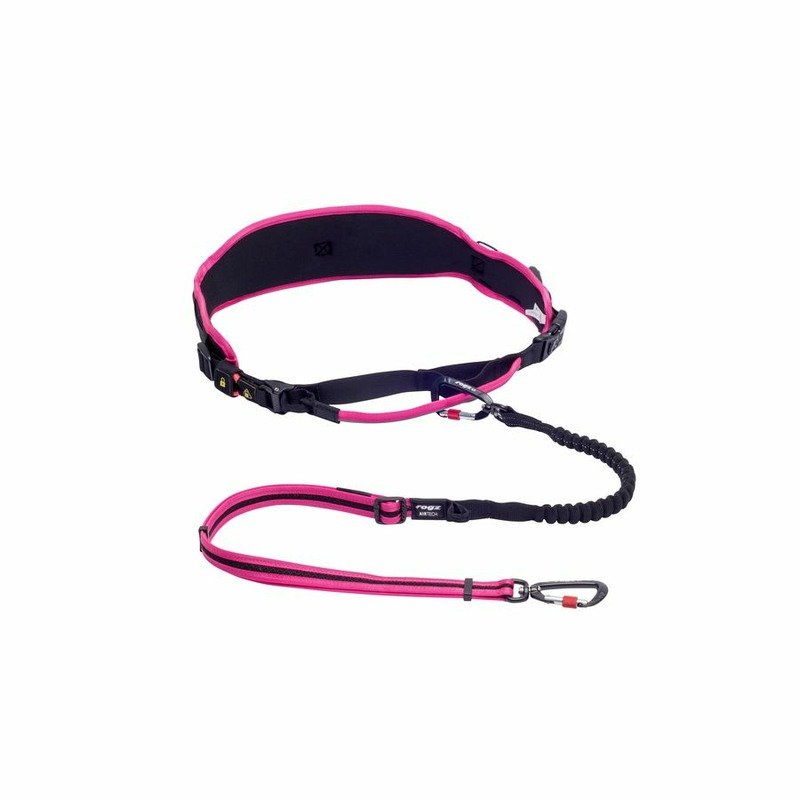 Rogz Air Tech Sport Riem & Lijn L-XLPink комплект для каникросса с амортизирующим поводком, размер XL, длина 1-1,5 м – 39-64 кг, на обхват талии 80-120 см, цвет розовый