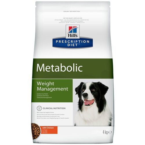 Сухой диетический корм для собак Hill’s Prescription Diet Metabolic способствует снижению и контролю веса, с курицей 4 кг