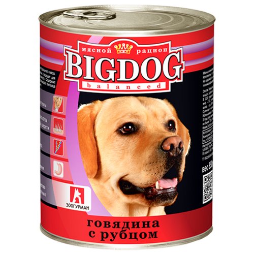 Влажный корм для собак Зоогурман Big Dog, говядина, рубец 1 уп. х 2 шт. х 850 г (для средних и крупных пород)
