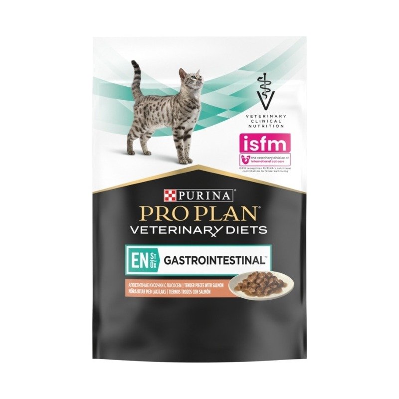 Pro Plan Veterinary Diets EN ST/OX Gastrointestinal влажный корм для кошек при нарушениях пищеварения, с лососем, в соусе, в паучах – 85 г