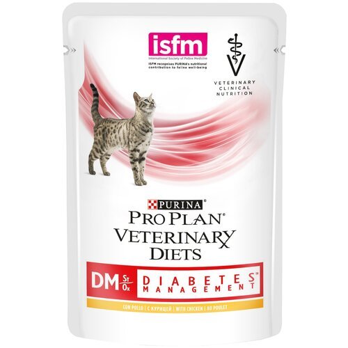 Корм PRO PLAN Veterinary diets DM Diabetes Management для кошек при диабете, с курицей, 85 г x 10 шт