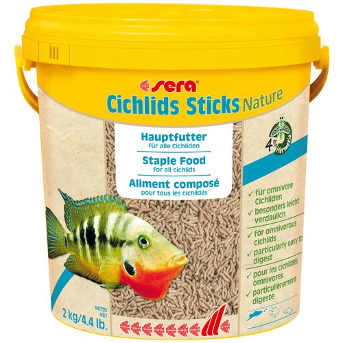 Сухой корм для рыб Sera Cichlids Sticks Nature, 10 л, 2 кг