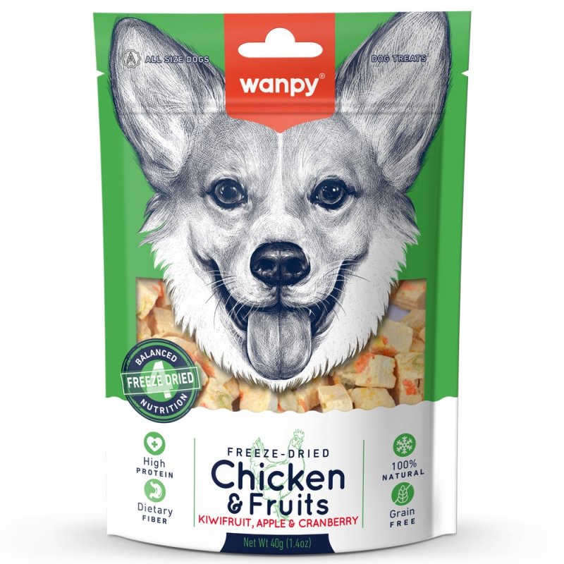 Лакомство для собак WANPY Dog Сублимированное курица и фрукты 40г