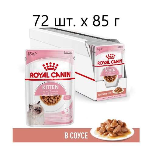 Влажный корм для котят Royal Canin Kitten, 72 шт. х 85 г (кусочки в соусе)