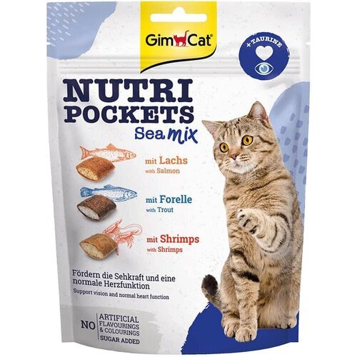 GimCat Nutri Pockets Sea Mix лакомство для кошек подушечки Морская смесь, 150 г