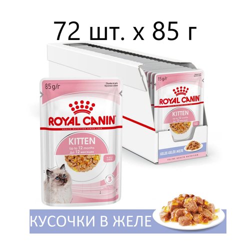 Влажный корм для котят Royal Canin Kitten, 72 шт. х 85 г (кусочки в желе)