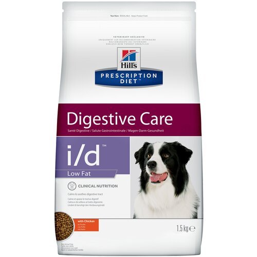 Сухой диетический корм для собак Hill’s Prescription Diet i/d Low Fat Digestive Care при расстройствах пищеварения с низким содержанием жира, с курицей, 1,5 кг