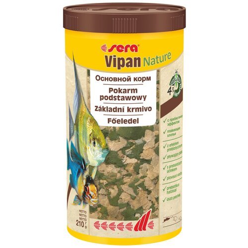 Сухой корм для рыб Sera Vipan Nature в крупных хлопьях, 1 л, 210 г
