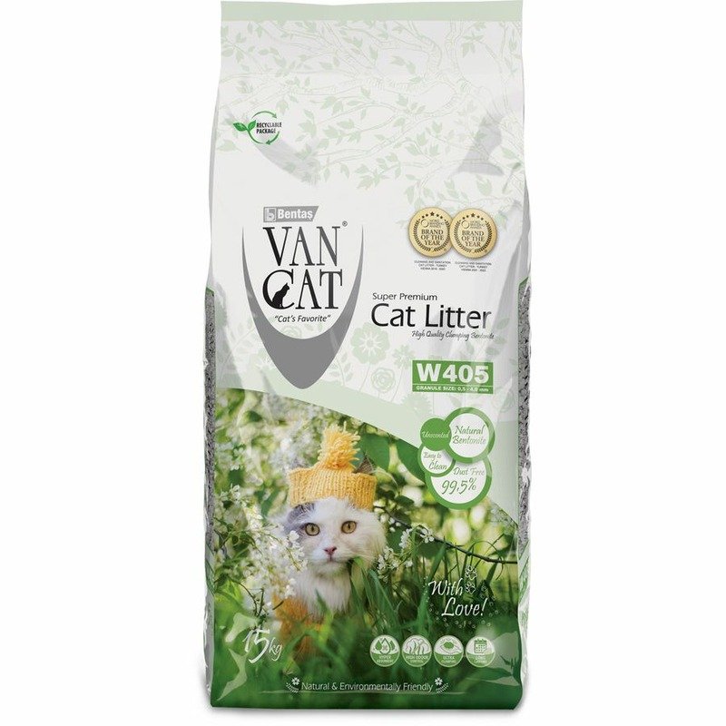 Van Cat Natural Standart наполнитель для кошек крупных пород, 100% натуральный, комкующийся, без пыли, без запаха – 15 кг