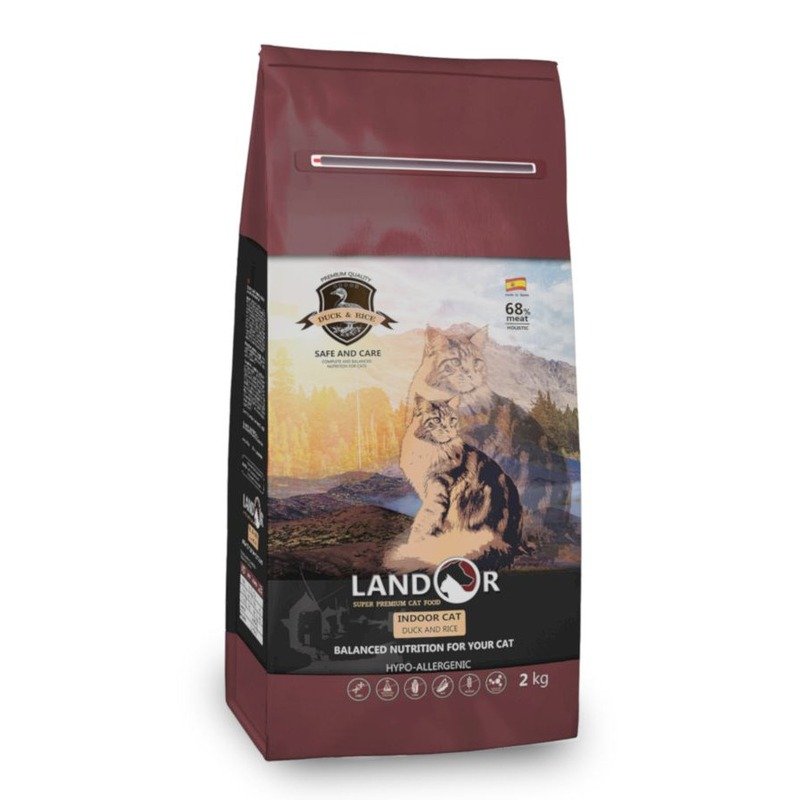 Landor Indoor Cat полнорационный сухой корм для кошек, живущих в помещении, с уткой и рисом