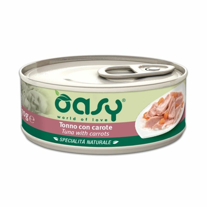 Oasy Wet Cat Specialita Naturali Tuna Carrot влажный корм для взрослых кошек, дополнительное питание с тунцом и морковью, в консервах – 70 г