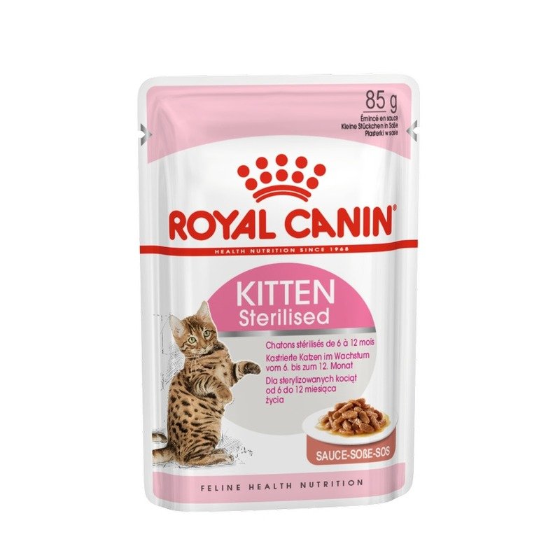 Royal Canin Kitten Sterilised полнорационный влажный корм для стерилизованных котят, кусочки в соусе, в паучах – 85 г