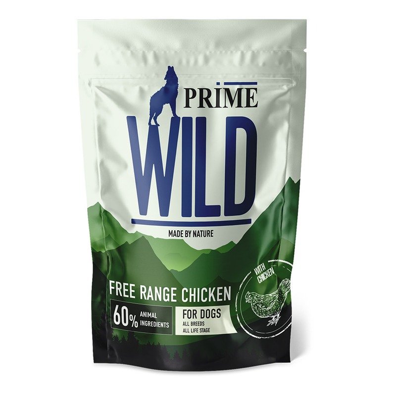 Prime Wild GF Free Range полнорационный сухой корм для щенков и собак, беззерновой, с курицей – 500 г