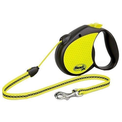 Поводок-рулетка для собак Flexi Neon M 5 м черный/желтый