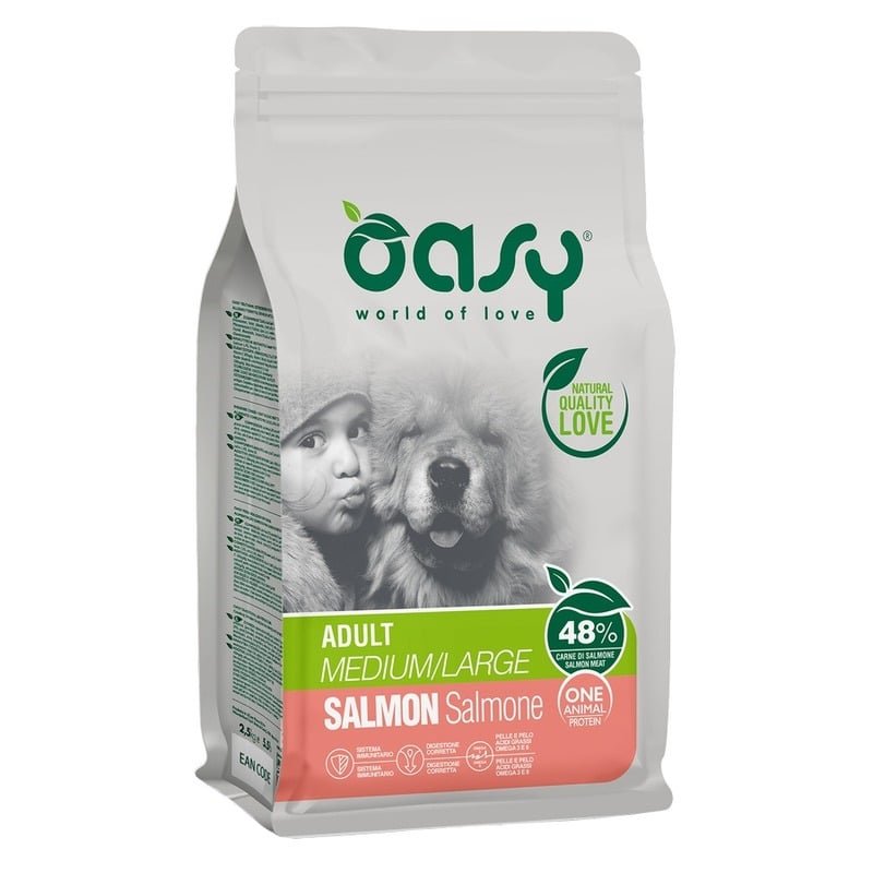 Oasy Dry OAP Medium/Large Breed Professional Монопротеин сухой корм для взрослых собак средних и крупных пород с лососем – 12 кг