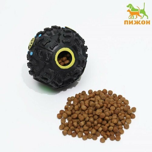 Квакающий мяч для собак, жёсткий, 7,5 см, чёрный (комплект из 6 шт)