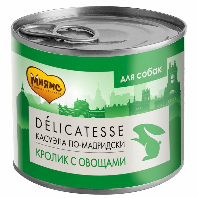 Мнямс Delicatesse \”Касуэла по-мадридски\” влажный корм для собак паштет из кролика с овощами, в консервах – 200 г х 12 шт