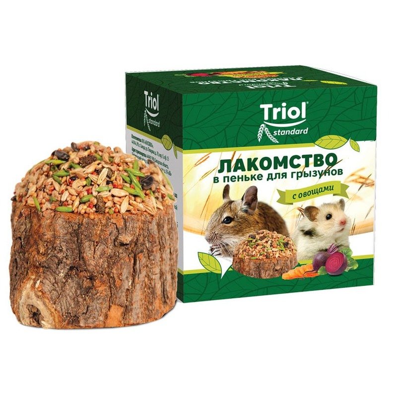 Triol Standard лакомство в пеньке для мелких грызунов с овощами – 70 г