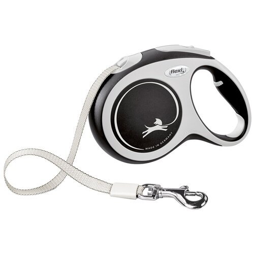 Поводок-рулетка для собак Flexi New Comfort L ленточный (60 кг) 5 м 50 мм серый/черный