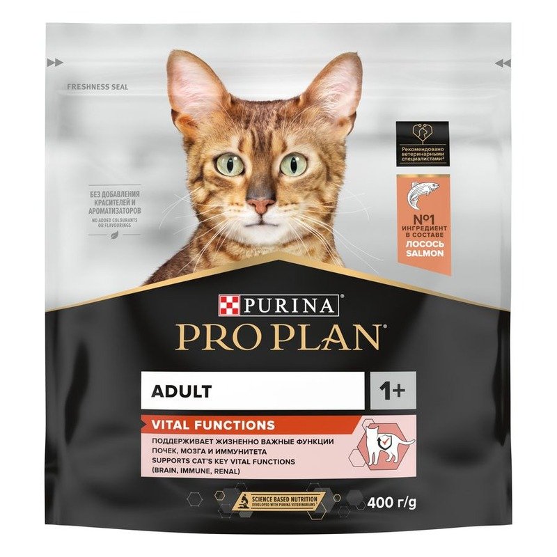 Pro Plan Original cухой корм для кошек, для поддержания здоровья органов чувств, с лососем – 400 г