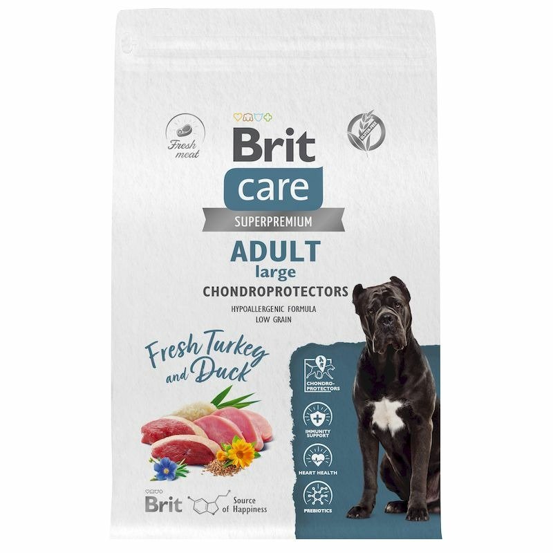 Brit Сare Dog Adult Large Chondroprotectors сухой корм для собак крупных пород, с индейкой и уткой – 3 кг