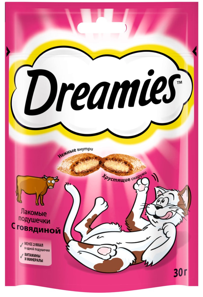 Dreamies Dreamies лакомство для кошек Dreamies подушечки с говядиной (140 г)